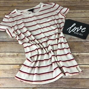 Banana Republic Burgundy & Pink Stripe Tee